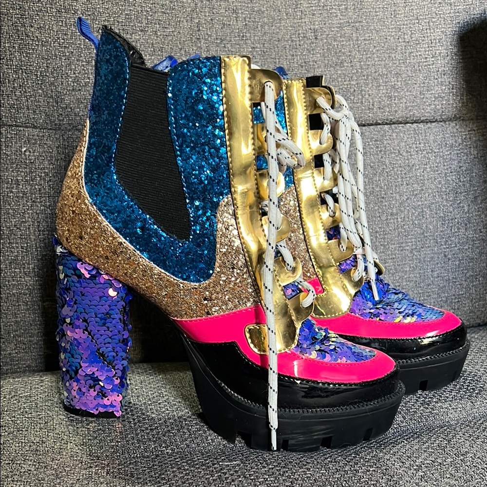 Colorful Glitter Platform Boots